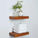 Homeforia 12 inch Oak Floating Shelf, High End Solid Real Wood 12inch Small Floating Shelves for Wall Mounted, Honey Oak Wooden 12in Floating Shelves, Heavy Duty Bracket, 12 X 6.5 X 1.75 in, Set of 4 by CozyNest Decor