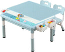 Multi Functional Kids Table and 2 Chairs Set, Graffiti & Building Blocks Double-Sided Tabletop, Toddler Play Table with Drawers, Large Storage Space, Gift for Boys/Girls, Blue by CozyNest Decor