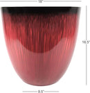 (EPR18-105 Large Egg Shaped Planter - Modern Indoor & Outdoor Decorative Flower Pot/Box (18 Inch, Red Flower) by CozyNest Decor