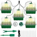 Seed Starter Tray with Grow Light, 5 Packs Plant Starter Tray Seedling Starter Kit with Humidity Domes Base Indoor Greenhouse Mini Propagator Station for Seeds Growing Starting (12 Cells per Tray) by GreenHaven Gardens