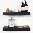 Homeforia Black Floating Shelf 18 inch, High End Solid Real Wood 18inch Bathroom Floating Shelves for Wall Mounted, Black Wooden 18in Floating Shelves, Heavy Duty Bracket, 18 X 6.5 X 1.75 in, Set of 2 by CozyNest Decor
