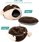 Cat Beds for Indoor Cats - Cat Bed Cave with Removable Washable Cushioned Pillow, Soft Plush Premium Cotton No Deformation Pet Bed, Lively Pufferfish Cat House Design, Brown, Multiple Sizes(L) by CozyNest Decor