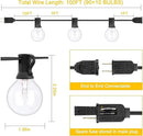 Outdoor String Lights, 100Ft G40 Globe Patio Lights Waterproof with 100 Warm White Bulbs, Connectable Hanging Backyard Light for Outside Garden Balcony Holiday Party Decor-Black by GreenHaven Gardens