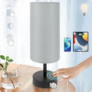 Yarra-Decor Bedside Lamp with USB Port - Touch Control Table Lamp for Bedroom 3 Way Dimmable Nightstand Lamp with Round Grey Fabric Shade for Living Room, Dorm, Home Office (LED Bulb Included) by CozyNest Decor