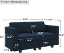 Belffin Modular Loveseat Sofa Couch with Storage Seats Velvet 2 Seater Love Seats for Small Spaces Blue by CozyNest Decor