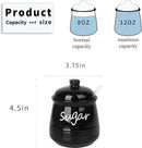 HAOTOP 12oz Sugar Bowl with Lid and Spoon,Ceramic Sugar Jar Sugar Dispenser Sugar Container Coffee Bar Accessories, Kitchen Countertop Canisters, Black by CozyNest Decor