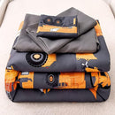 NTBED 4 Pieces Construction Toddler Bedding Set for Baby Boys, Truck Vehicles Excavator Cars Printed, Includes Comforter, Flat Sheet, Fitted Sheet and Pillowcase,Grey by TinyTreasures Baby Boutique