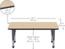 FDP Rectangle Activity School and Kids Classroom Table (24 x 48 inch), Toddler Legs, Adjustable Height 15-24 inches - Maple Top and Navy Edge by CozyNest Decor