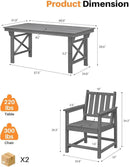 HDPE Patio Dining Set, 5-Piece Outdoor Table and Chairs with Umbrella Hole, Modern Outdoor Dining Set for 4, HDPE Outdoor Patio Furniture Dining Sets for Deck, Poolside, Porch, Smoke Gray by CozyNest Decor