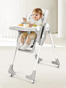 Foldable High Chair with Soft Cushion, High Chairs for Babies and Toddlers, Height Adjustable Feeding Chair, Adjustable Backrest and Footrest, Lockable Wheels, Star Gray by TinyTreasures Baby Boutique
