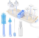 Portable Baby Bottle Brush Set - 7 in 1 Baby Bottle Cleaner Kit, Baby Travel Essential Bottle Washing Kit with Silicone Bottle Brush, Nipple Brush, Straw Brush, Drying Rack for Home and Travel (Blue) by TinyTreasures Baby Boutique