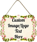 Personalized Wooden Welcome Sign Front Door Decor Home Sign Customized Image/Text Hanging Farmhouse Decorations for Home Office 11.2 * 8 Inch by CozyNest Decor