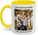 Personalized Coffee Cup with Photo, Logo or Text - Custom Both Sides Printed Mug for Him & Her - Unique Customized Gifts with Names - White/Yellow by TinyTreasures Baby Boutique