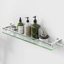Alise Bathroom Shelf Wall Mounted, Brushed Nickel Large Capacity Glass Shelf for Bathroom, 24 inch by CozyNest Decor