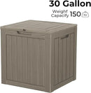 30 Gallon Double-Wall Resin Deck Box - Lockable Waterproof Outdoor Storage Box, 515bs Capacity & Doubles as Seating for Patio Furniture - Garden Tools, Pool Accessories (Brown) by CozyNest Decor