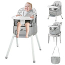 4 in 1 Portable Baby High Chair,Convertible Highchair for Babies & Toddlers-Foldable Infant Booster Seat,Carry Small Box,Dining Chair,Toddler High Chair with 5-Point Harness,Removable Tray-Grey by TinyTreasures Baby Boutique