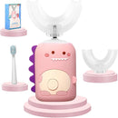 Kids U Shaped Electric Toothbrush for Age 2-12, Rechargeable Toddler Toothbrush with Smart Timer & 3 Clean Modes, Dinosaur Design, IPX7 Waterproof, 3 Brush Heads & 360°Cleaning by TinyTreasures Baby Boutique