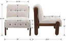 Modern Armless Accent Chair Set of 2 for Living Room, Beige Linen Button Tufted Upholstered Lounge Reading Chair with Walnut Wood Frame by CozyNest Decor