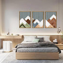 DRACIT Large Woodcut Mountain Wall Art Set Abstract Boho Forest Wood Wall Decor Nature Blue Art Decor Modern Geometric Wooden Wall Sculptures for Living Room Bedroom Office-16x24Inchx3 by CozyNest Decor