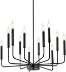 Modern Black Farmhouse Chandeliers, 12-Light Industrial Metal Chandelier Lighting, Classic Candle Hanging Pendant Light Fixtures for Living Room, Dining Room, Kitchen, Bedroom, Entryway by CozyNest Decor