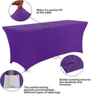 IVAPUPU 4FT Table Cloth for Rectangular Fitted Events Stretch Purple Table Covers Washable Cover Spandex Tablecloth Protector for Party, Wedding, Cocktail, Banquet, Festival by CozyNest Decor