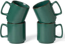 famiware Coffee Mugs Set of 4, Nebula 14oz Coffee Mugs, Ceramic Cup Set with Handle for Latte, Tea, Milk, Cappuccino, Cocoa, Dark Green by CozyNest Decor