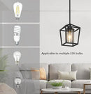 1 Pack Black Pendant Light Fixture Farmhouse Iron Cage Metal Pendant Light Lantern Hanging Light Fixtures with Clear Glass Shade for Kitchen Island, Dining Room, Hallway,Entryway1 by CozyNest Decor