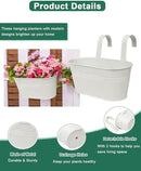 vensovo Metal Railing Planter for Outdoor Plants - 3 Pack Balcony Hanging Flower Pots with Detachable Hooks and Drain Holes Oval Bucket Rail Box Fence Planters for Home Garden Decor, White by GreenHaven Gardens