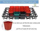 Square Nursery Pot Tray with 24 Cells, 5 Pack Plant Trays for Pots, Flower Pot Moving Tray, Plastic Planting Tray for Carrying Small Plant Pots(120 Cells in Total by GreenHaven Gardens