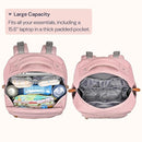 BabbleRoo Diaper Bag Backpack, Travel Backpack with Changing Pad, Pacifier Case & Stroller Straps, Multifunction, Waterproof, Unisex – Pink by TinyTreasures Baby Boutique