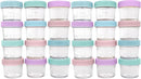 WeeSprout Baby Food Storage Glass Jars w/Lids (4 oz, 24 Pack) Pastel Variety, Snack, Reusable Small Containers, Fridge or Freezer, Microwave & Dishwasher Safe, Essentials for Infants by TinyTreasures Baby Boutique