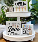 3 Pcs Summer Ice Cream Wood Box Signs Decor Farmhouse Summer Ice Cream Tiered Tray Decor Table Desk Shelf Kitchen Decoration Rustic by CozyNest Decor