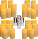 Set of 24 Flameless Led Battery Opeated (D2.2'' x H4''5''6'') Waterproof Outdoor Indoor Candles with 10-Key Remotes and Cycling 24 Hours Timer by CozyNest Decor