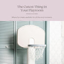 PLAYSMOL Basketball Hoop for Toddlers & Kids, Rainbow Backboard with Blue Rim, Indoor Outdoor Mini Basketball Hoop, Adjustable Height, Colorblock Plush Ball Included, Ages 18m+ by TinyTreasures Baby Boutique