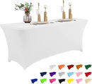 IVAPUPU 4FT Spring Table Cloth for Rectangular Fitted Events Stretch White Table Covers Washable Cover Spandex Tablecloth Protector for Party, Wedding, Cocktail, Banquet, Festival by CozyNest Decor