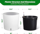 Tall Round Planter Set of 2, 19.5‘’ H x 19.9" Dia Large Planters for Indoor Plants with Built-in Drainage and a Water Level Monitor and Wheels for Patio, Porch, Living Room, or Home Office, White by GreenHaven Gardens