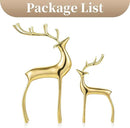 Sziqiqi Reindeer Figurine Statues Deluxe Set of 2, Christmas Deer Pure Copper Heavy Reindeer Ornaments for Home Decor Accents Living Room Office Bookself Tabletop Mantle Christmas Decoration, Gold by CozyNest Decor