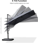 PURPLE LEAF 9' X 12' Right-left Tilt Patio Umbrella with Base Outdoor Cantilever Swivel Rectangle Umbrella Aluminum Offset Umbrella with 360-degree Rotation for Garden Deck Pool Patio Grey by GreenHaven Gardens