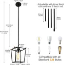 3 Pack Black Pendant Lights for Kitchen Island, 1-Light Farmhouse Metal Pendant Light Cage Kitchen Hanging Light Fixtures with Clear Glass Shade for Dining Room, Entryway, Hallway, Foyer by CozyNest Decor