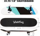 WhiteFang Skateboards for Beginners, Complete Skateboard 31 x 7.88, 7 Layer Canadian Maple Double Kick Concave Standard and Tricks Skateboards for Kids and Beginners by TinyTreasures Baby Boutique