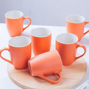 Coffee Mugs Set of 6, 12oz Ceramic Coffee Mugs with Handle, Matte Porcelain Orange Coffee Mug for Latte, Tea, Cocoa, Cappuccino, Cups for Women Men for Home Restaurant Mug (Orange) by CozyNest Decor