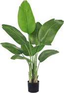 Lifelike Bird of Paradise Silk Artificial Plant Faux Banana Leaf Tree for Home Decor - Perfect Indoor Floor Plant with 9 Trunks (1, Black Planter, 4 FT) by CozyNest Decor