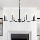 Black Chandelier, Modern Dining Room Light Fixture 8 Light Candle Chandelier Over Table 44in Metal Chandeliers Lighting for Living Room Entry Master Bedroom Bathtub Kitchen by CozyNest Decor