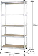 Amazon Basics Medium Duty Storage Shelving Double Post Press Board 5 Tier Shelf, Aluminum, 36 x 18 x 72 by GreenHaven Gardens