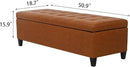 Joveco 51 Inch Storage Ottoman Bench,Tufted Leather Storage Bench for Bedroom (51”,Dark Orange) by CozyNest Decor