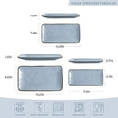 famiware Serving Platter, Rectangular 15.67/14.1/12.6inch Serving Dishes for Entertaining, Reactive Glaze, Stoneware Serving Trays for Party, Food, Turkey, Snack, Cheese, Ocean Series, Blue by CozyNest Decor