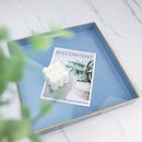 Spsyrine Light Blue Decorative Tray for Living Room, Square Modern Plastic Coffee Serving Table Tray for Ottoman Bathroom Kitchen, 13"*13". by CozyNest Decor