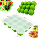 Samuelworld Baby Food Storage Container, 12 Portions x 2.5oz - BPA Free Silicone Freezer Tray with Clip-On Lid for Milk Storage, Homemade Baby Food, Vegetable & Fruit Purees - Green(For 6 Months+ by TinyTreasures Baby Boutique