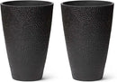 LA JOLIE MUSE 20inch Tall Black Planters Set of 2,Large Planters for Outdoor Plants,Flower Containers for Front Porch, Honeycomb by CozyNest Decor