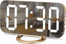 SZELAM Digital Alarm Clock,LED and Mirror Desk Clock Large Display,with Dual USB Charger Ports,3 Levels Brightness,12/24H,Modern Electronic Clock for Bedroom Home Living Room Office - Gold by CozyNest Decor